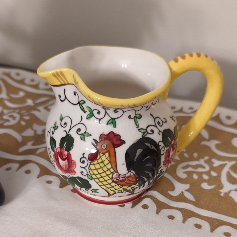 Vintage l Ceramic Pitcher with Rooster Design